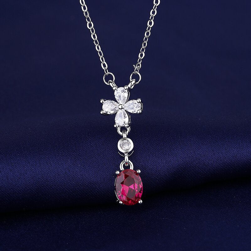 European And American Temperament And Fully-jewelled Colored Gems Simple Multi-layer Tassel Ruby Necklace