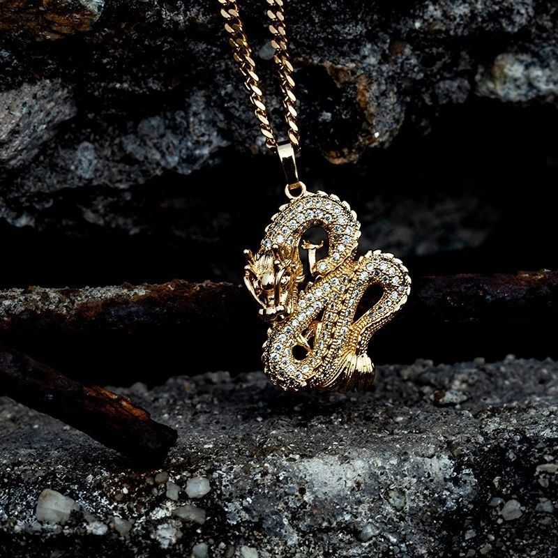 Chinese Dragon Set Zircon Pendant Necklace