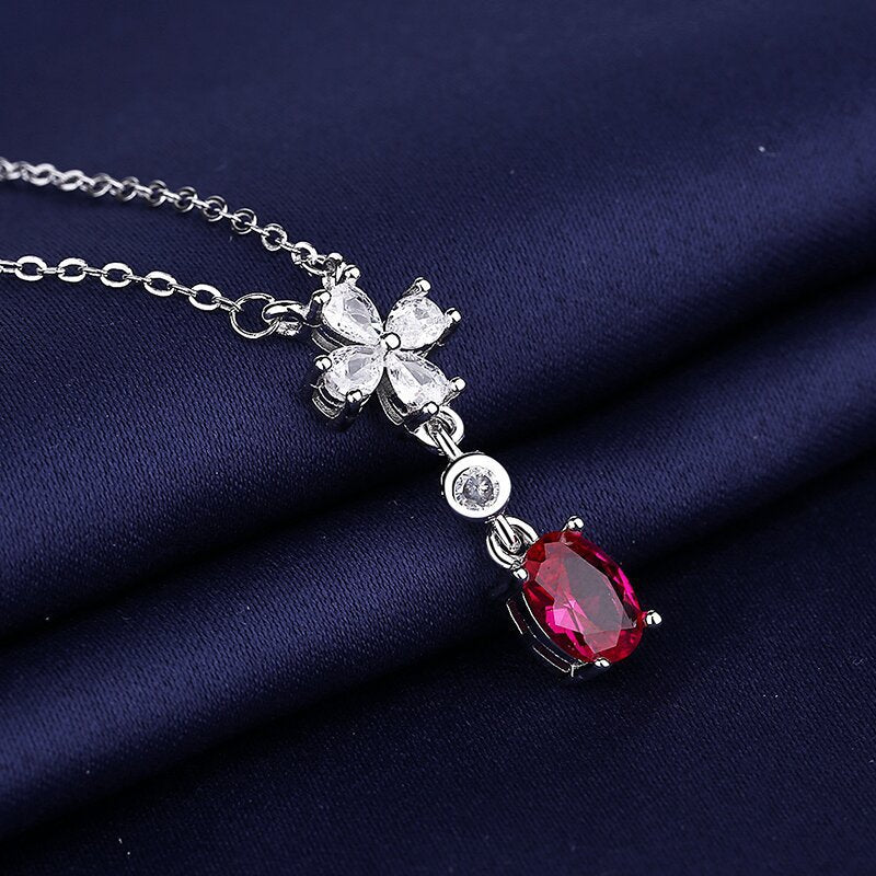 European And American Temperament And Fully-jewelled Colored Gems Simple Multi-layer Tassel Ruby Necklace