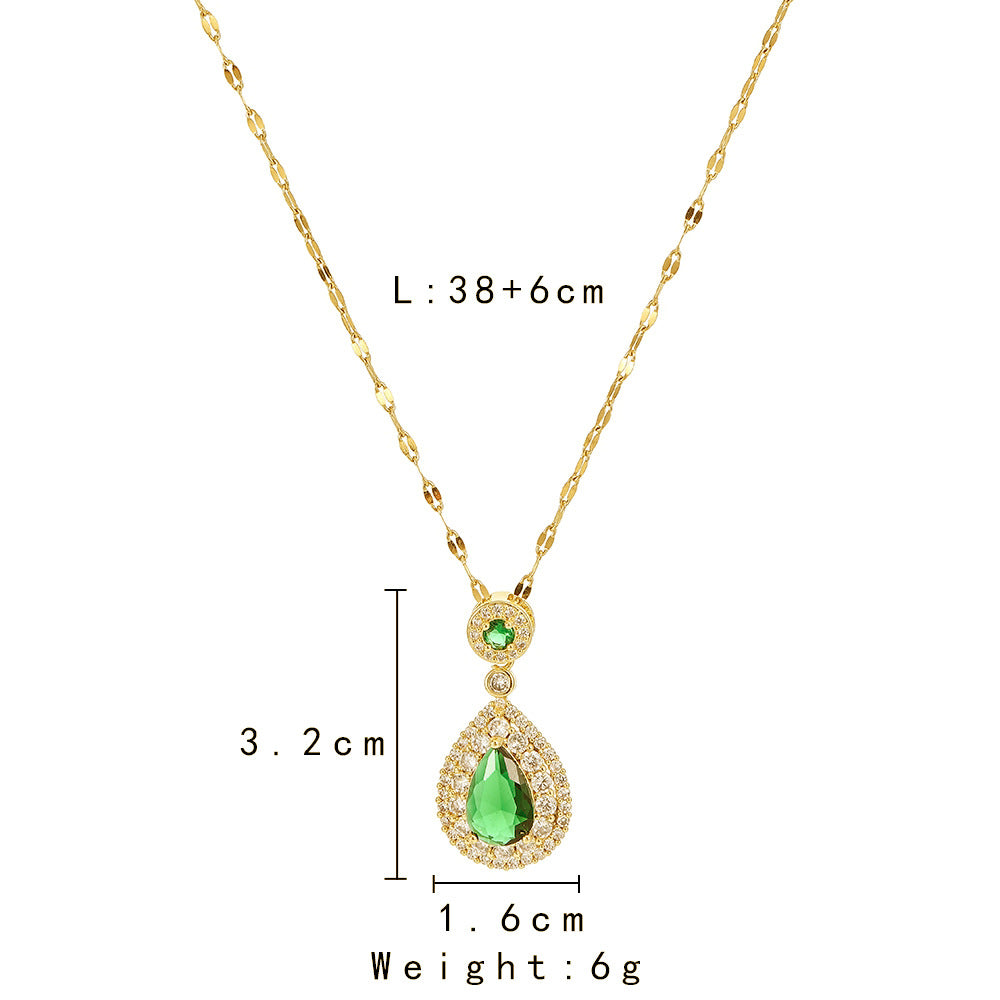 Women's Fashion Beautiful Square Emerald Pendant Necklace