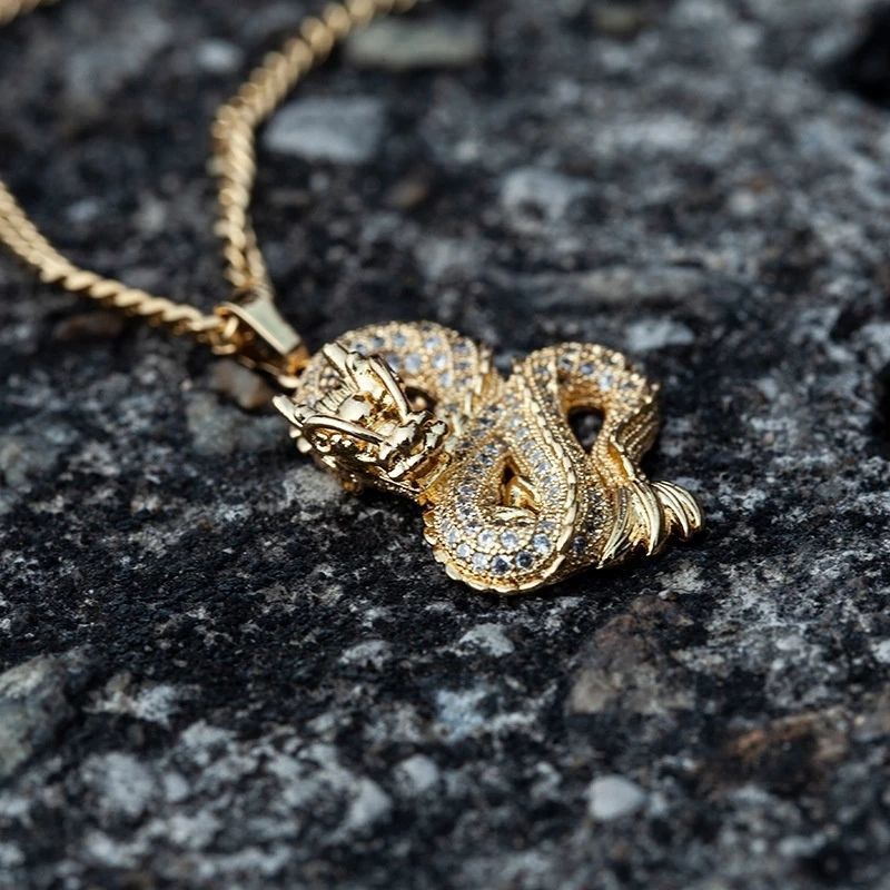 Chinese Dragon Set Zircon Pendant Necklace