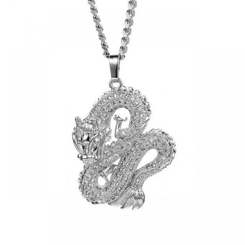 Chinese Dragon Set Zircon Pendant Necklace