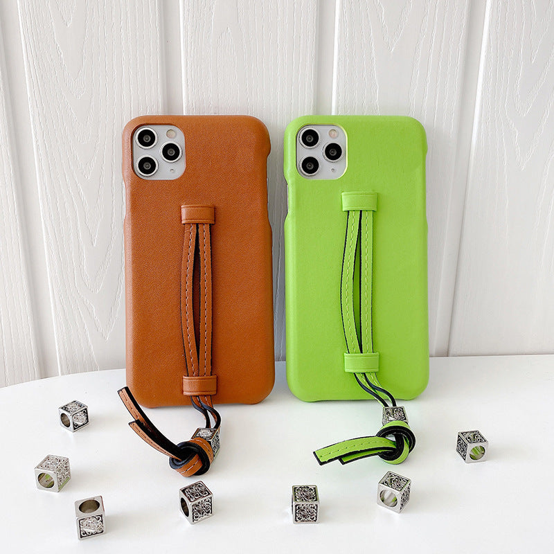 Three Bread Leather Wrist Strap iPhone Case