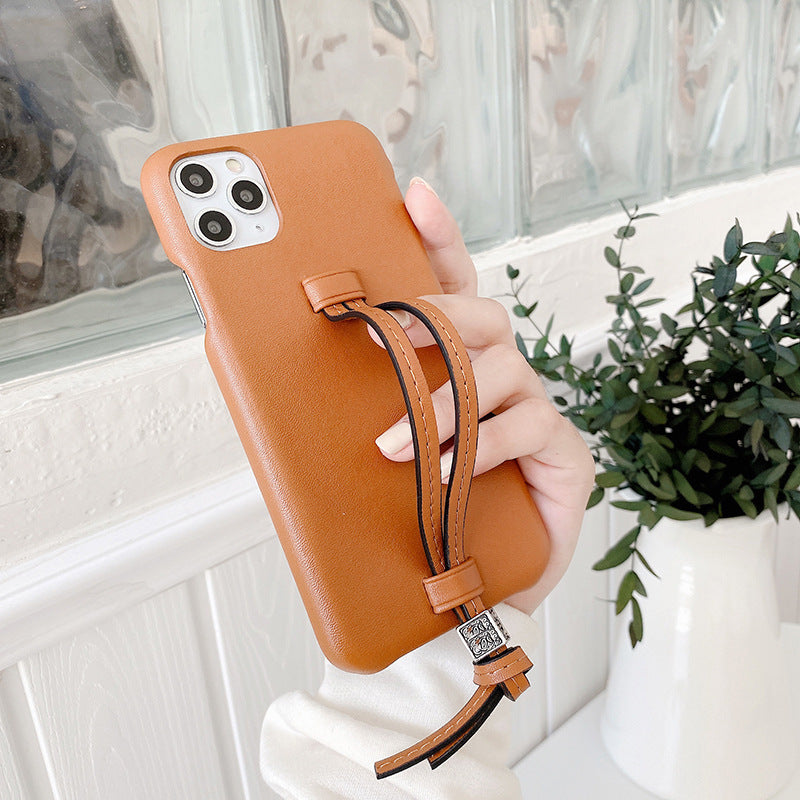 Three Bread Leather Wrist Strap iPhone Case